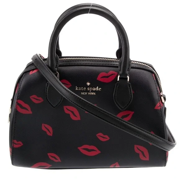 Kate Spade Small Madison Lips Toss Leather Duffle Crossbody Bag EUC 88 - Picture 1 of 13